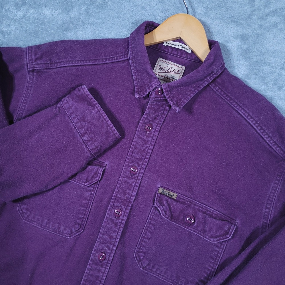 Vintage Woolrich Shirt Mens XL Purple Expedition Chamois Heavy Cotton USA Made